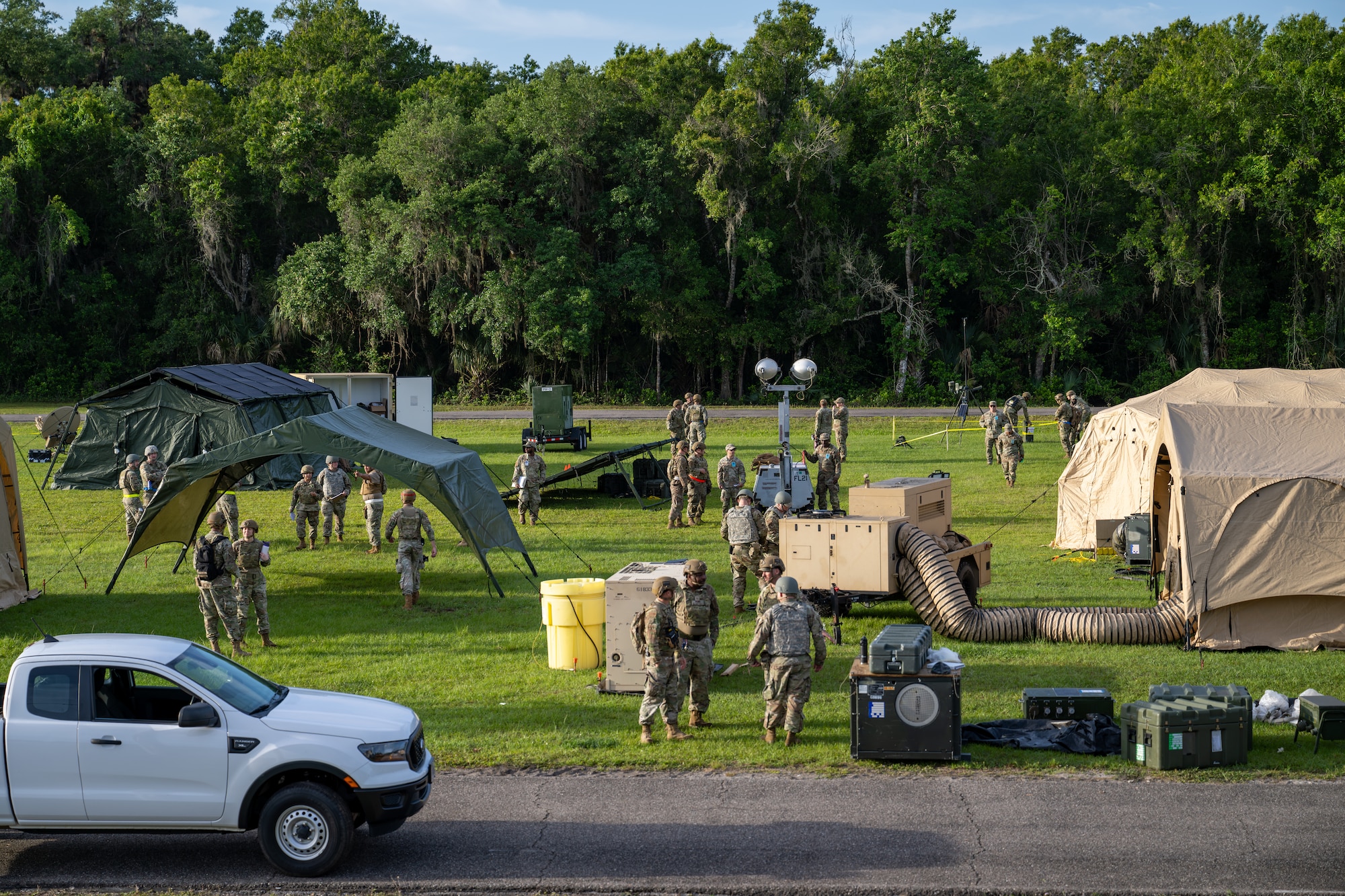 Overhead view of a camp.