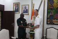 Adm. George M. Wikoff, commander of U.S. Naval Forces Africa (NAVAF), visited Abidjan this week, marking the highest-level U.S. Navy visit to the country and underscoring the growing strength of the U.S.–Côte d’Ivoire defense partnership.

During his visit to Abidjan, Wikoff met with Abroulaye Fofana, the Permanent Secretary of the Interministerial Committee in Charge of State Actions at Sea, to discuss maritime interoperability and cooperation. He then met with General d’Armée Lassina Doumbia, Chief of the Defense Staff, to advance U.S.–Côte d’Ivoire defense cooperation, with a focus on regional stability and shared interests in the Gulf of Guinea.