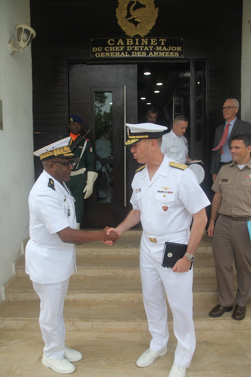 Adm. George M. Wikoff, commander of U.S. Naval Forces Africa (NAVAF), visited Abidjan this week, marking the highest-level U.S. Navy visit to the country and underscoring the growing strength of the U.S.–Côte d’Ivoire defense partnership.

 

During his visit to Abidjan, Wikoff met with Abroulaye Fofana, the Permanent Secretary of the Interministerial Committee in Charge of State Actions at Sea, to discuss maritime interoperability and cooperation. He then met with General d’Armée Lassina Doumbia, Chief of the Defense Staff, to advance U.S.–Côte d’Ivoire defense cooperation, with a focus on regional stability and shared interests in the Gulf of Guinea.