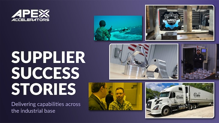 The APEX Accelerators effect is creating real pathways for business growth. Across the country, companies are securing their first government contracts, building new capabilities, and establishing lasting partnerships. 

Through targeted support, training, and connections, APEX Accelerators are helping businesses navigate the procurement process and compete in the defense marketplace. These stories highlight more than success—they show how innovation, resilience, and access are strengthening the industrial base and expanding opportunity across the supply chain.