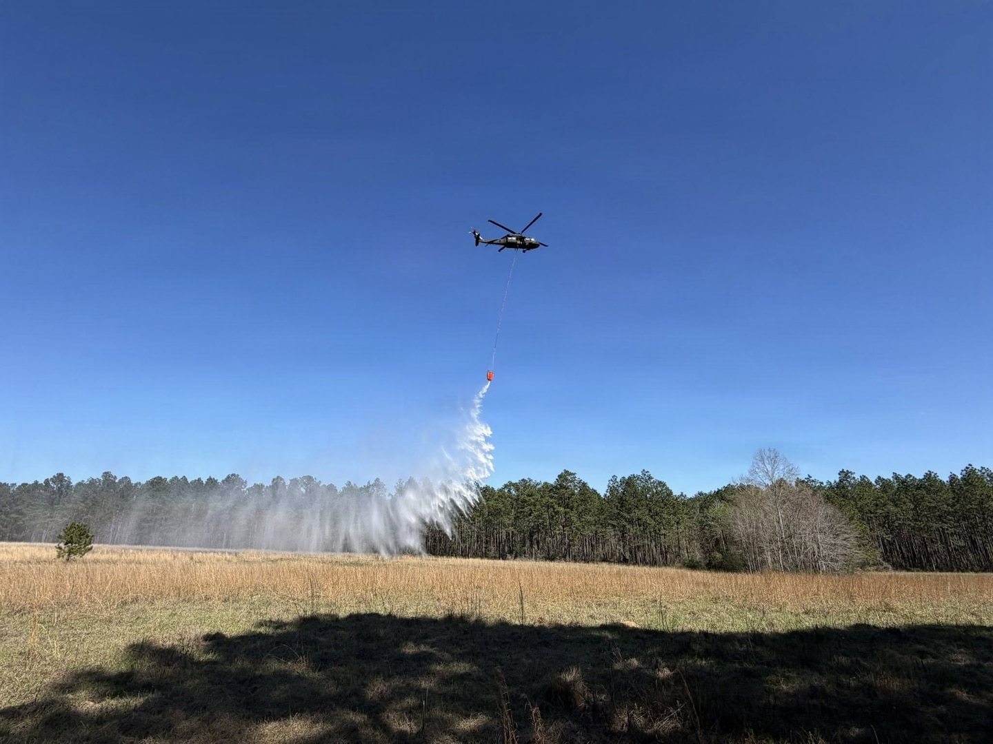 Soldiers of Company A, 1st Battalion, 171st Aviation Regiment conducted aerial firefighting training at Fort Stewart as part of annual training March 22, 2026.  Photo courtesy of Company A, 1-171.