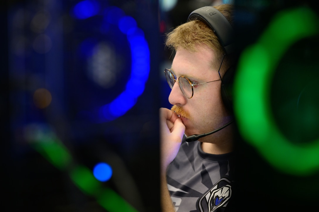 U.S. Space Force Spc. 4 Sean Grant, assigned to Patrick Space Force Base, competes during the 2026 Armed Forces Esports Championship at Localhost in Philadelphia, Pennsylvania, April 24, 2026. Service members competed in organized esports competition playing Marvel Rivals for championship honors while representing their respective services. Armed Forces Sports brings together service members from the Army, Marine Corps, Navy, Coast Guard, and Air Force, and Space Force to compete at the national level. Armed Forces Sports promotes physical fitness, cognitive readiness, teamwork, and competitive opportunities for military members while supporting recruitment and retention efforts and strengthening partnerships through emerging sports platforms. (DoW photo by U.S. Marine Corps Sgt. Kayla Halloran)