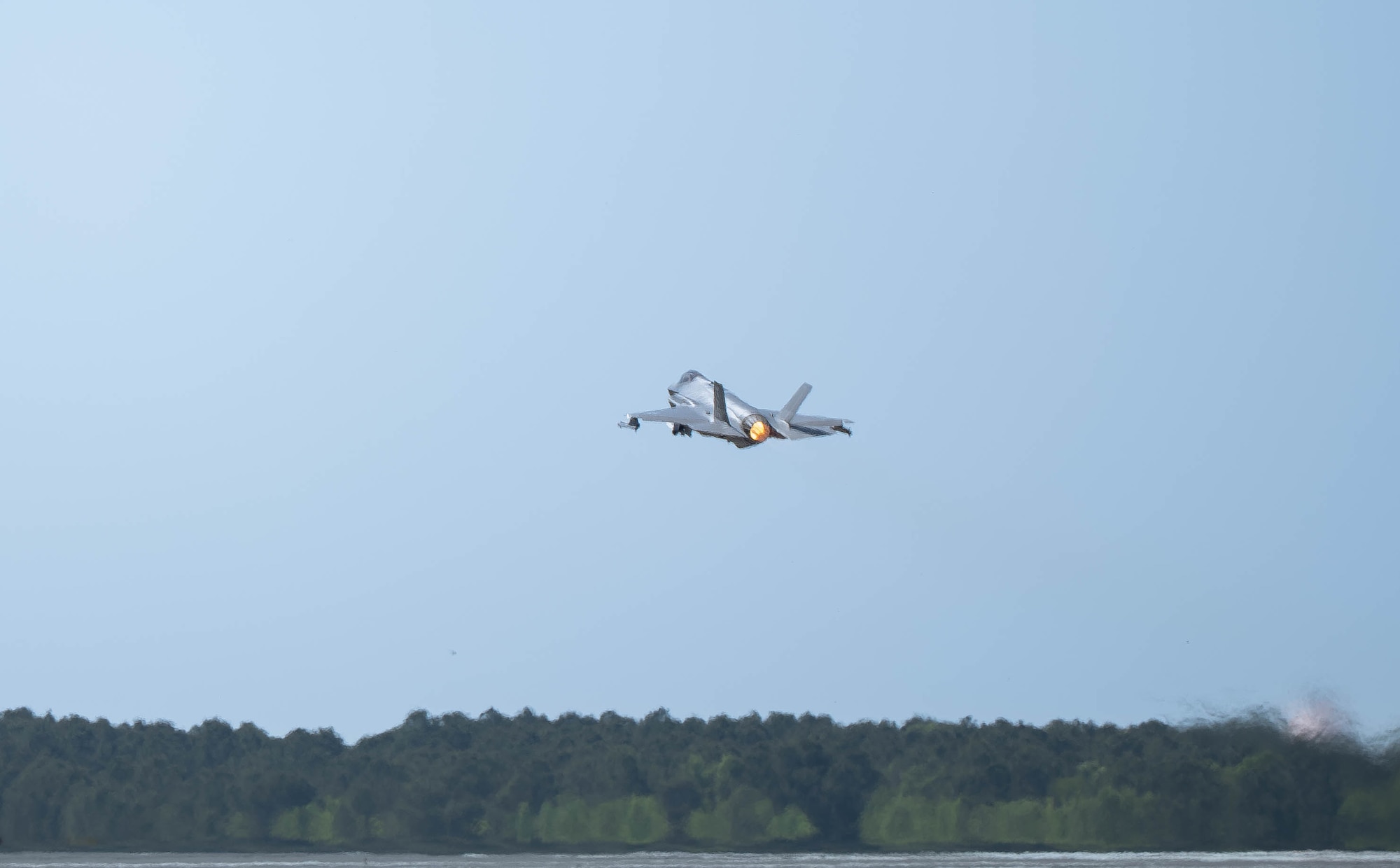 An F-35A Lightning II takes flight at Savannah Air National Guard Base, Georgia
