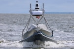 A Global Autonomous Reconnaissance Craft (GARC) participates in a live robotic and autonomous systems (RAS) demonstration with Commander, Task Force (CTF) 66 during Exercise Obangame Express 2026 in Douala, Cameroon, April 25, 2026. Obangame Express is one of three regional maritime exercises led by U.S. Sixth Fleet as part of a comprehensive strategy to provide collaborative opportunities to African forces and international partners to address maritime security concerns.