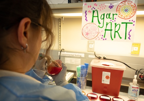 Technicians work in laboratory.