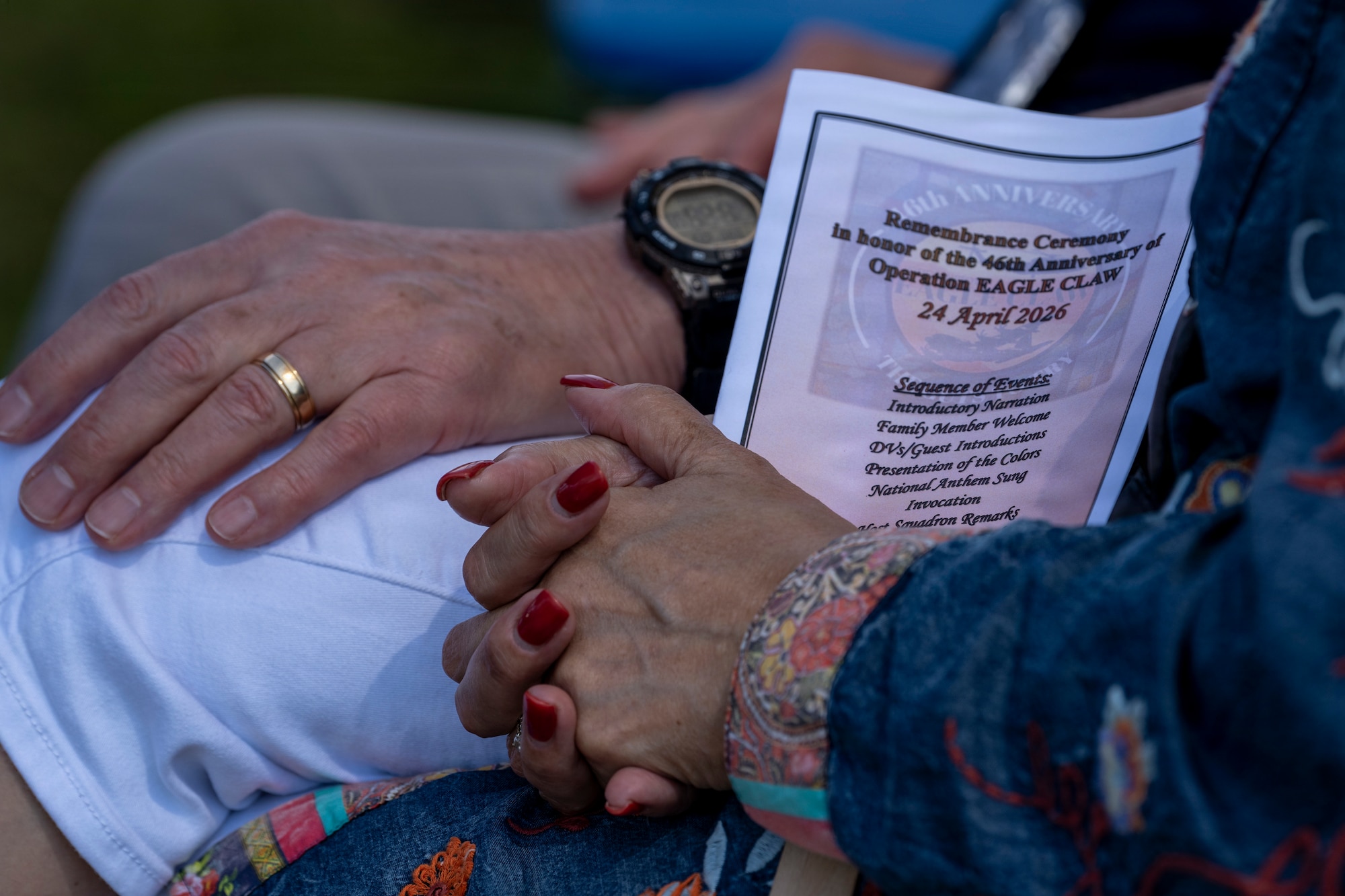 Air Commandos, friends and families gather for a ceremony honoring the 46th anniversary of Operation Eagle Claw at Hurlburt Field, Florida, April 24, 2026.