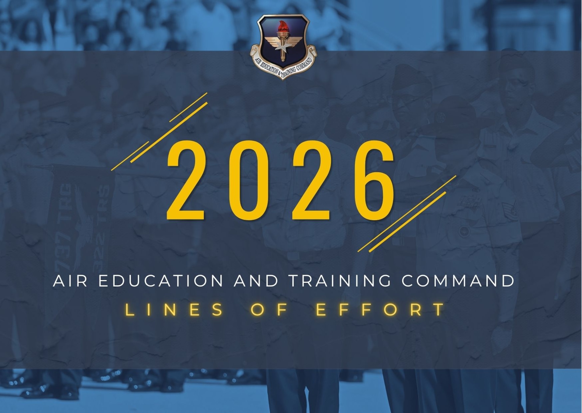 Graphic with the year 2026 and the text "Air Education and Training Command - Lines of Effort."