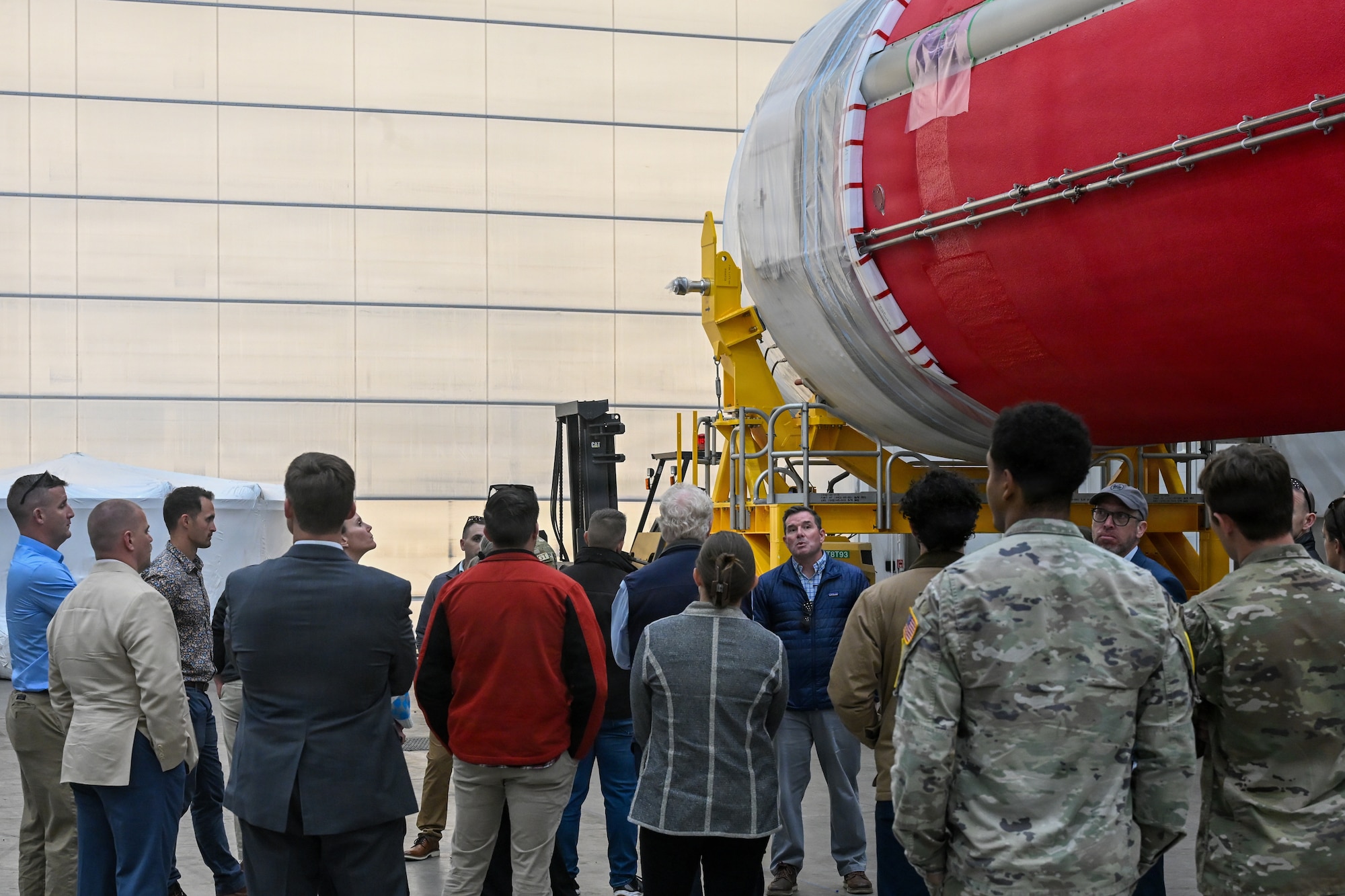 A group of people stand together