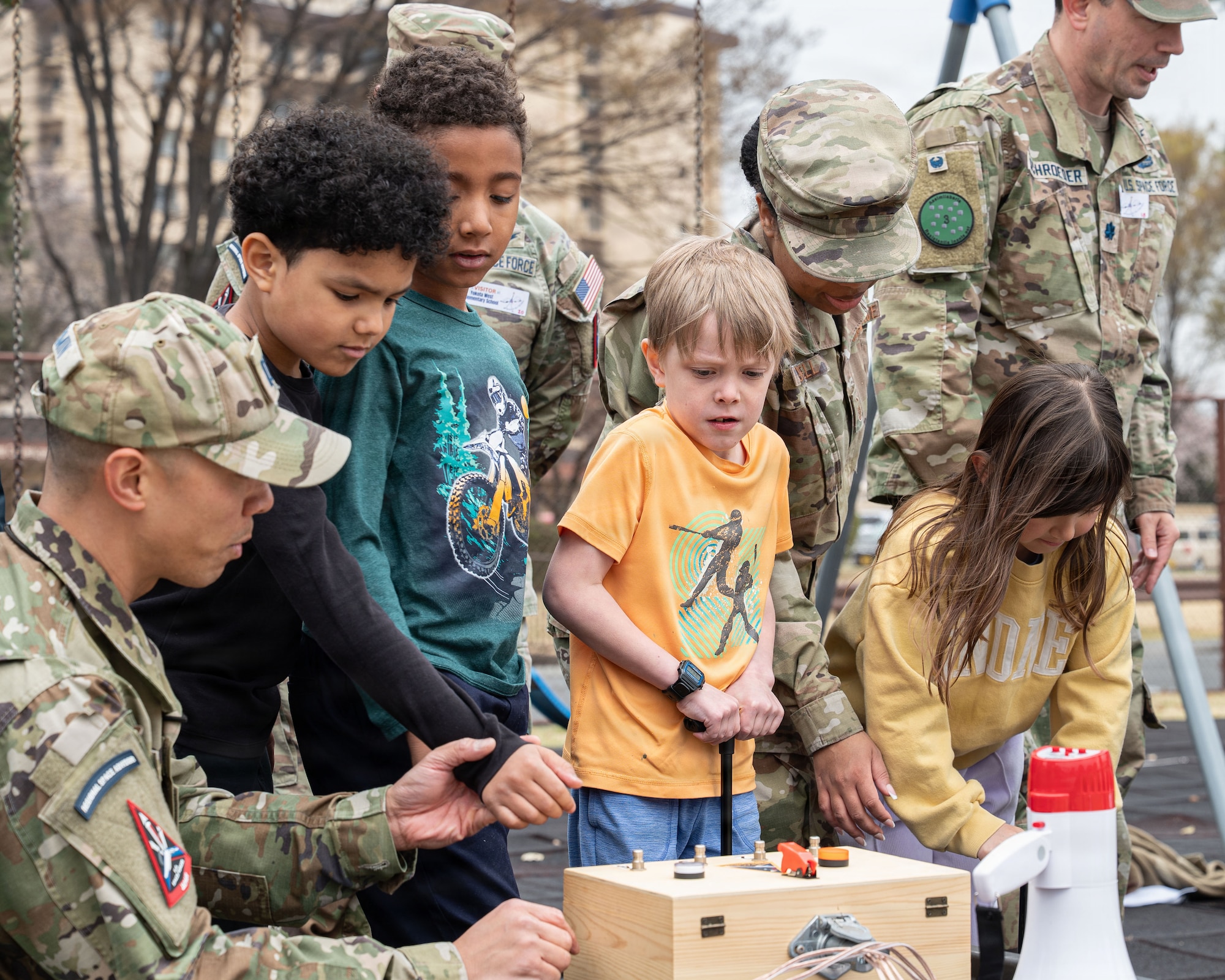 Guardians from U.S. Space Forces-Japan participated in SSC's STEM outreach program to foster early interest in science, technology, engineering, and math, promoting accessibility and curiosity in space-related systems.