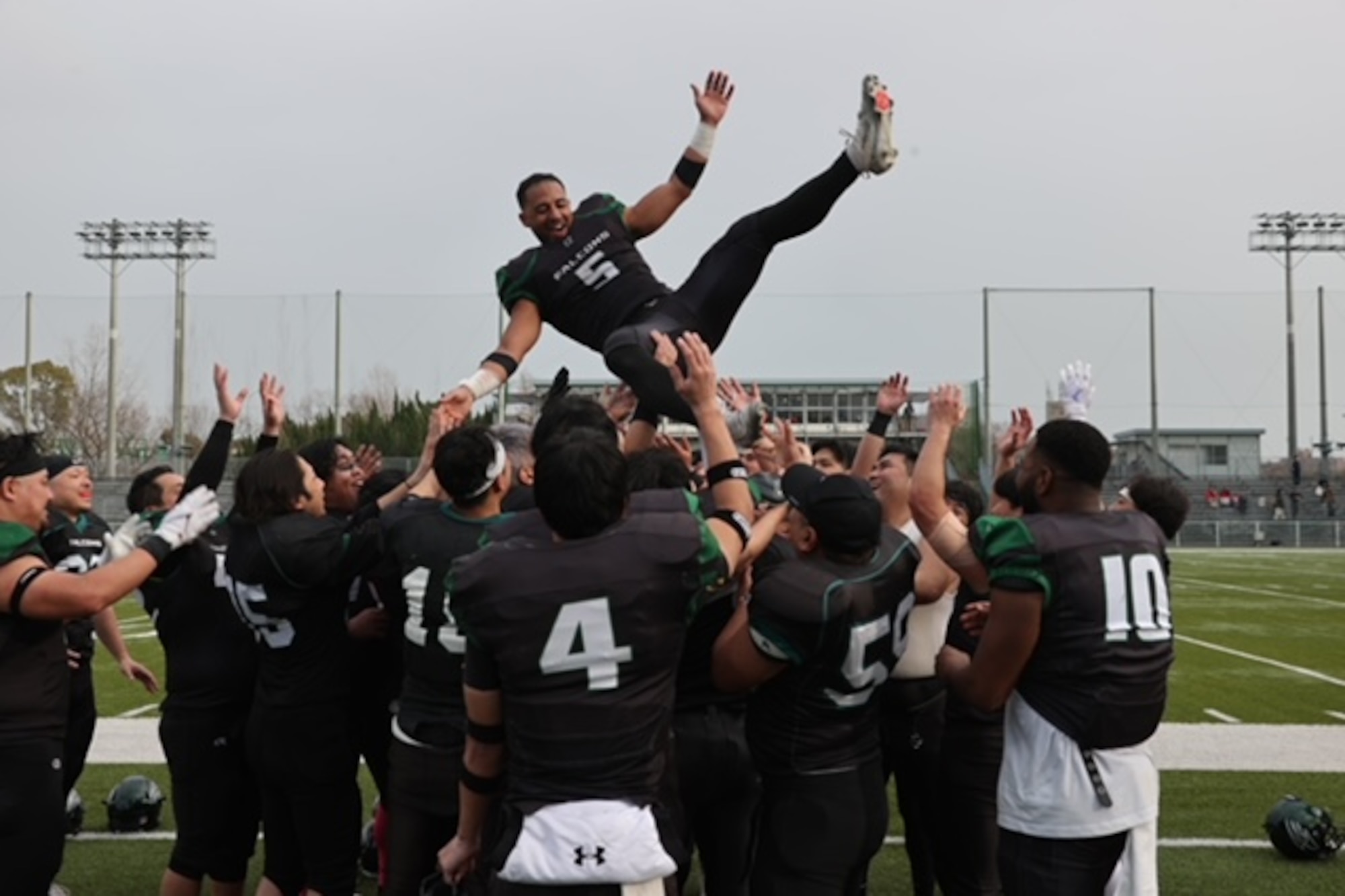 Kraegenbrink showcased his resiliency and commitment to teammates by excelling in his duties as an Airmen off the field and on the field with the semi-pro football Japanese American football team, the Tachikawa Falcons. (Courtesy photo)