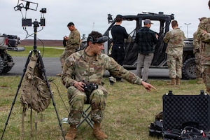 Preparing a drone for takeoff during a validation exercise