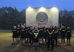Col. Thaddeus J. Clark asked Command Sgt. Maj. John (David) Wright to lead his last physical fitness session during the brigade’s annual training brief at Ft. Jackson, South Carolina. They pose at the basic combat training rites of passage platform. (courtesy photo by Col. Thaddeus J. Clark)