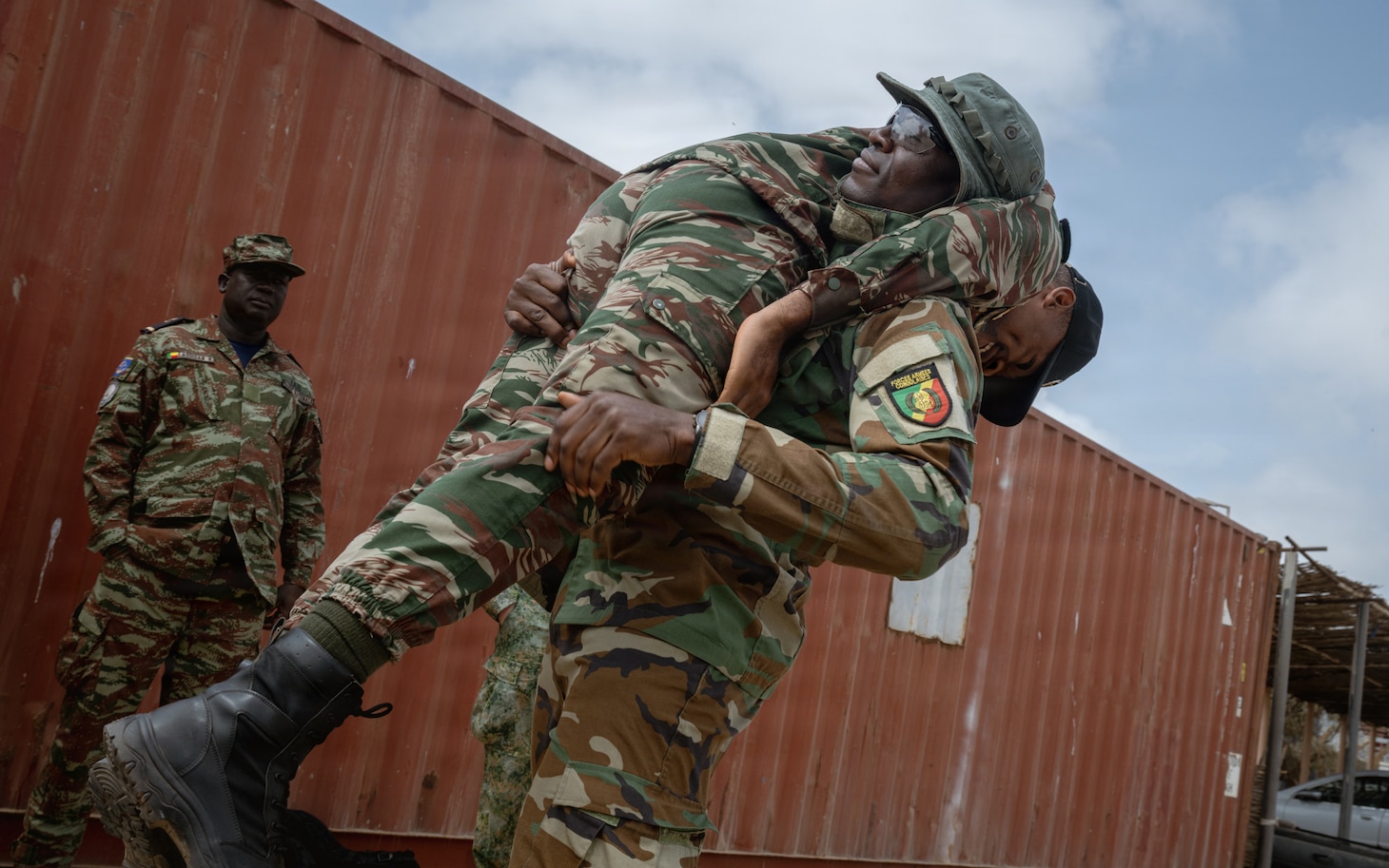 Exercise Obangame Express (OE) 2026 participants practice tactical combat casualty care techniques at La Base Militaire de Bel Air, Senegal, April 21, 2026.