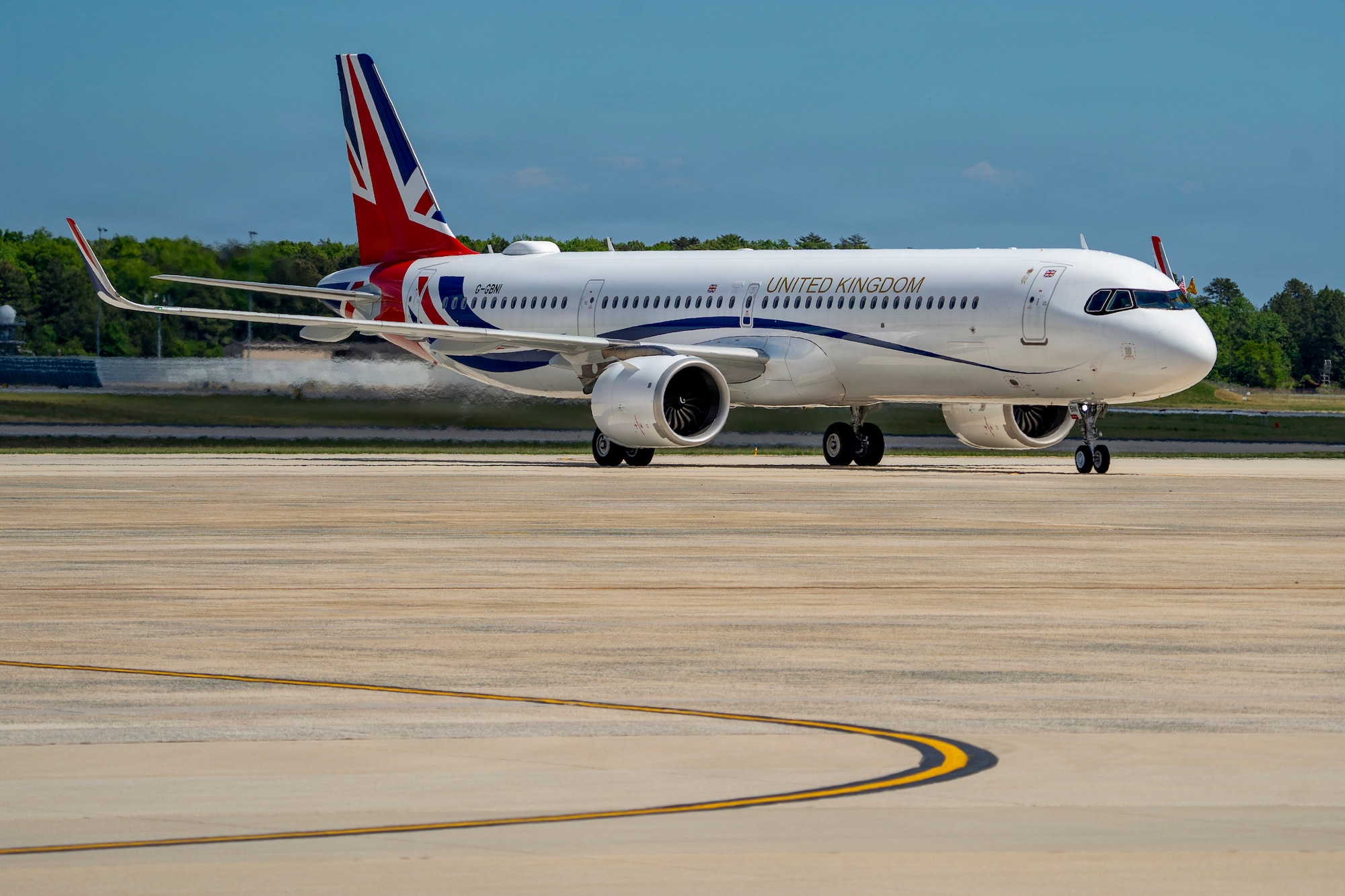A United Kingdom aircraft carrying Their Majesties of the United Kingdom of Great Britain and Northern Ireland.