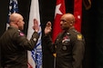 Lt. Gen. Jon Stubbs, director of the Army National Guard, administers the oath of office to Brig. Gen. Franklin “Shaune” Jones during a promotion ceremony at the National Guard Memorial Museum in Washington, April 3, 2026. Jones, a Kentucky National Guard officer from Owingsville, was promoted to brigadier general. (U.S. Army National Guard photo by Ethan Ford)
