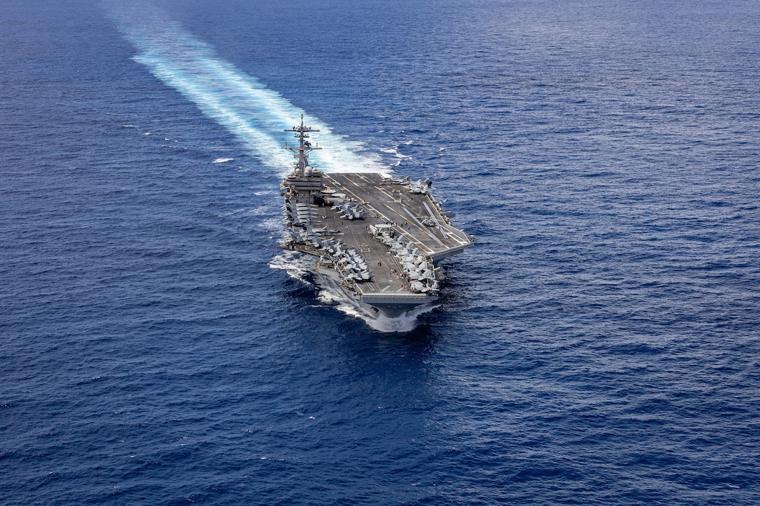 Nimitz-class aircraft carrier USS George H.W. Bush (CVN 77) sails in the Indian Ocean in the U.S. Central Command area of responsibility, April 23, 2026. (U.S. Navy photo)