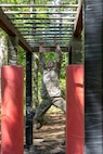 1st Lt. Lucas Tucker, 106th Finance Battalion Bravo Company executive officer, completes an obstacle course on Fort Jackson, S.C., April 20, 2026. Twelve finance and comptroller Soldiers took part in the obstacle course on the first day of the U.S. Army Finance Corps’ annual Finance Soldier of the Year competition. (U.S. Army photo by Mark R. W. Orders-Woempner)