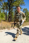 Cpl. Hunter Pressley, 15th Finance Battalion financial management technician, takes part in a land navigation exercise at the Mekong Delta day land navigation course on Fort Jackson, S.C., April 20, 2026. Twelve finance and comptroller Soldiers took part in the land navigation course on the first day of the U.S. Army Finance Corps’ annual Finance Soldier of the Year competition. (U.S. Army photo by Mark R. W. Orders-Woempner)