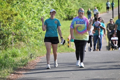 Bayne-Jones Army Community Hospital employees take part in the community wide walk against sexual assault.