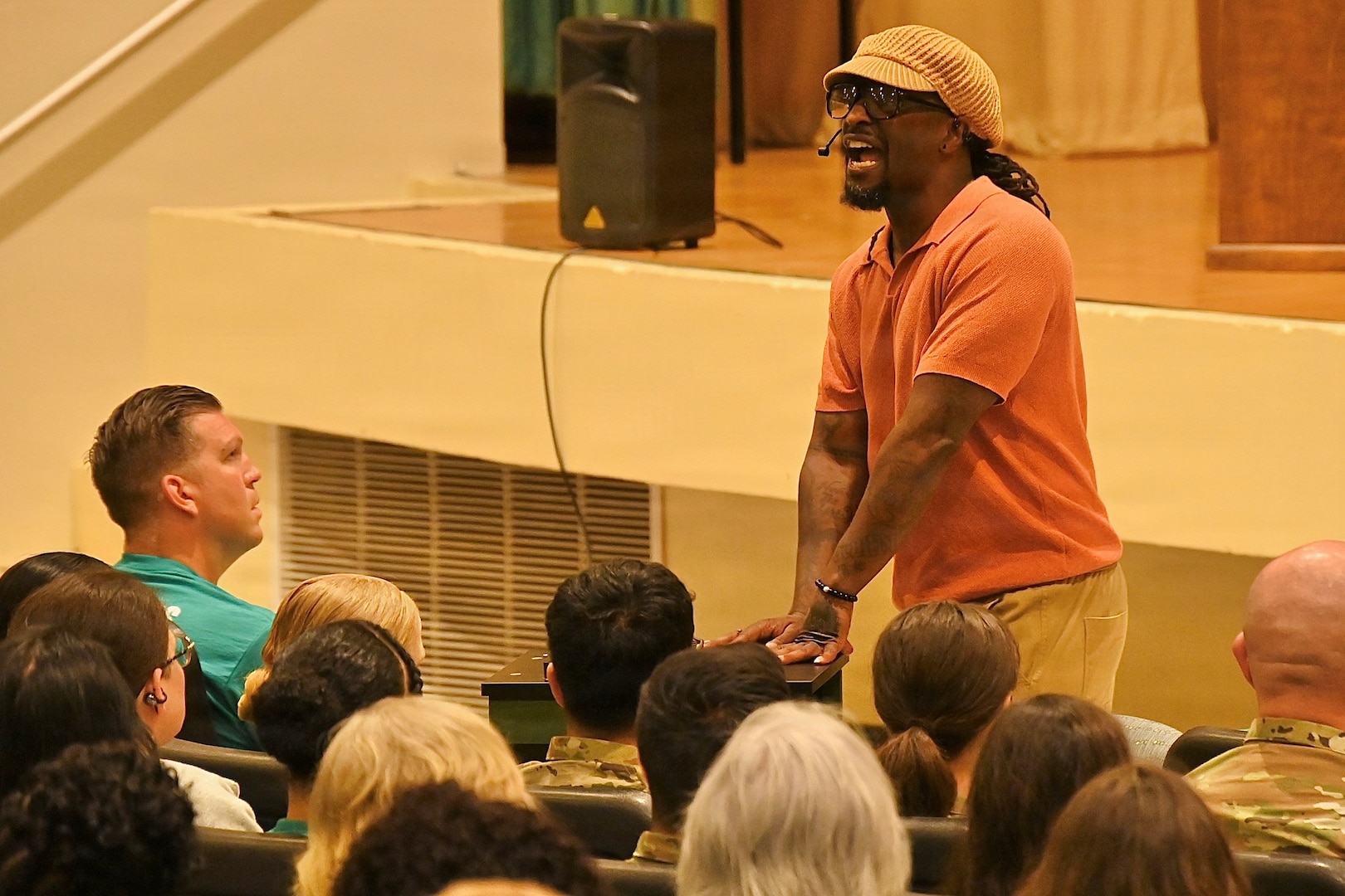Bayne-Jones Army Community Hospital Employees take part in a community walk for sexual prevention and awareness.
