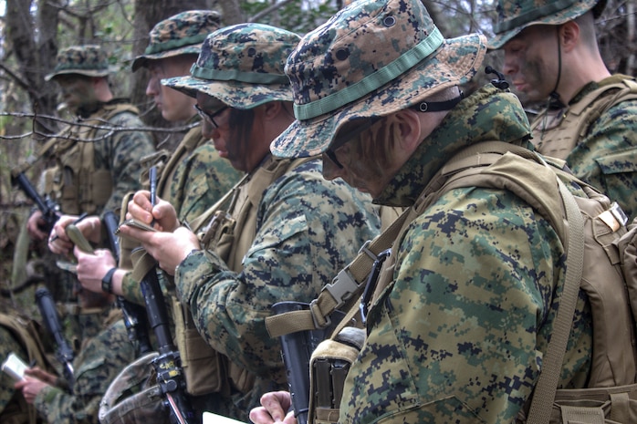 U.S. Marine Corps students with India Company, The Basic School, conduct platoon level tactics building a strong foundation for offense and defense at Marine Corps Base Quantico, Virginia, March 18, 2026. The purpose of the simulated platoon attacks was to introduce Marines to the fundamentals of the offensive and defensive tactics required for provisional rifle platoon commanders. (U.S. Marine Corps photo by Sgt. Myra Walker)