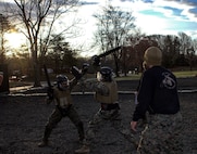 U.S Marines with Combat Instructor Battalion, The Basic School, conduct Marine Corps Martial Arts sustainment training at Marine Corps Base Quantico, Virginia, March 19, 2026. The purpose of sustainment training and belt advancement is to not only improve lethality but also increase the mental fortitude of the Marines. (U.S. Marine Corps photo by Sgt. Myra Walker)