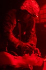 Spc. Erick Bedoya, 15th Finance Battalion financial management technician, provides tactical combat casualty care to a simulated casualty at the Medical Simulation Training Facility on Fort Jackson, S.C., April 21, 2026. Twelve finance and comptroller Soldiers were graded on their ability to provide medical care under fire as part of the U.S. Army Finance Corps’ annual Finance Soldier of the Year competition. (U.S. Army photo by Mark R. W. Orders-Woempner)