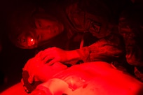 Pvt. 1st Class Zhiyi Wang, 18th Finance Battalion Bravo Company cashier, provides tactical combat casualty care to a simulated casualty at the Medical Simulation Training Facility on Fort Jackson, S.C., April 21, 2026. Twelve finance and comptroller Soldiers were graded on their ability to provide medical care under fire as part of the U.S. Army Finance Corps’ annual Finance Soldier of the Year competition. (U.S. Army photo by Mark R. W. Orders-Woempner)