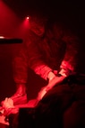 1st Lt. Lucas Tucker, 106th Finance Battalion Bravo Company executive officer, provides tactical combat casualty care to a simulated casualty at the Medical Simulation Training Facility on Fort Jackson, S.C., April 21, 2026. Twelve finance and comptroller Soldiers were graded on their ability to provide medical care under fire as part of the U.S. Army Finance Corps’ annual Finance Soldier of the Year competition. (U.S. Army photo by Mark R. W. Orders-Woempner)