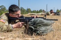 Spc. Jonathan Hernandez, 125th Finance Battalion cashier, fires an M4 carbine at Fort Jackson, S.C., April 22, 2026. Twelve finance and comptroller Soldiers took their best shots as part of the U.S. Army Finance Corps’ annual Finance Soldier of the Year competition. (U.S. Army photo by Mark R. W. Orders-Woempner)