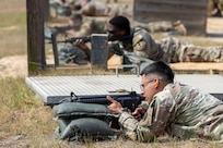 Spc. Erick Bedoya, 15th Finance Battalion financial management technician, fires an M4 carbine at Fort Jackson, S.C., April 22, 2026. Twelve finance and comptroller Soldiers took their best shots as part of the U.S. Army Finance Corps’ annual Finance Soldier of the Year competition. (U.S. Army photo by Mark R. W. Orders-Woempner)