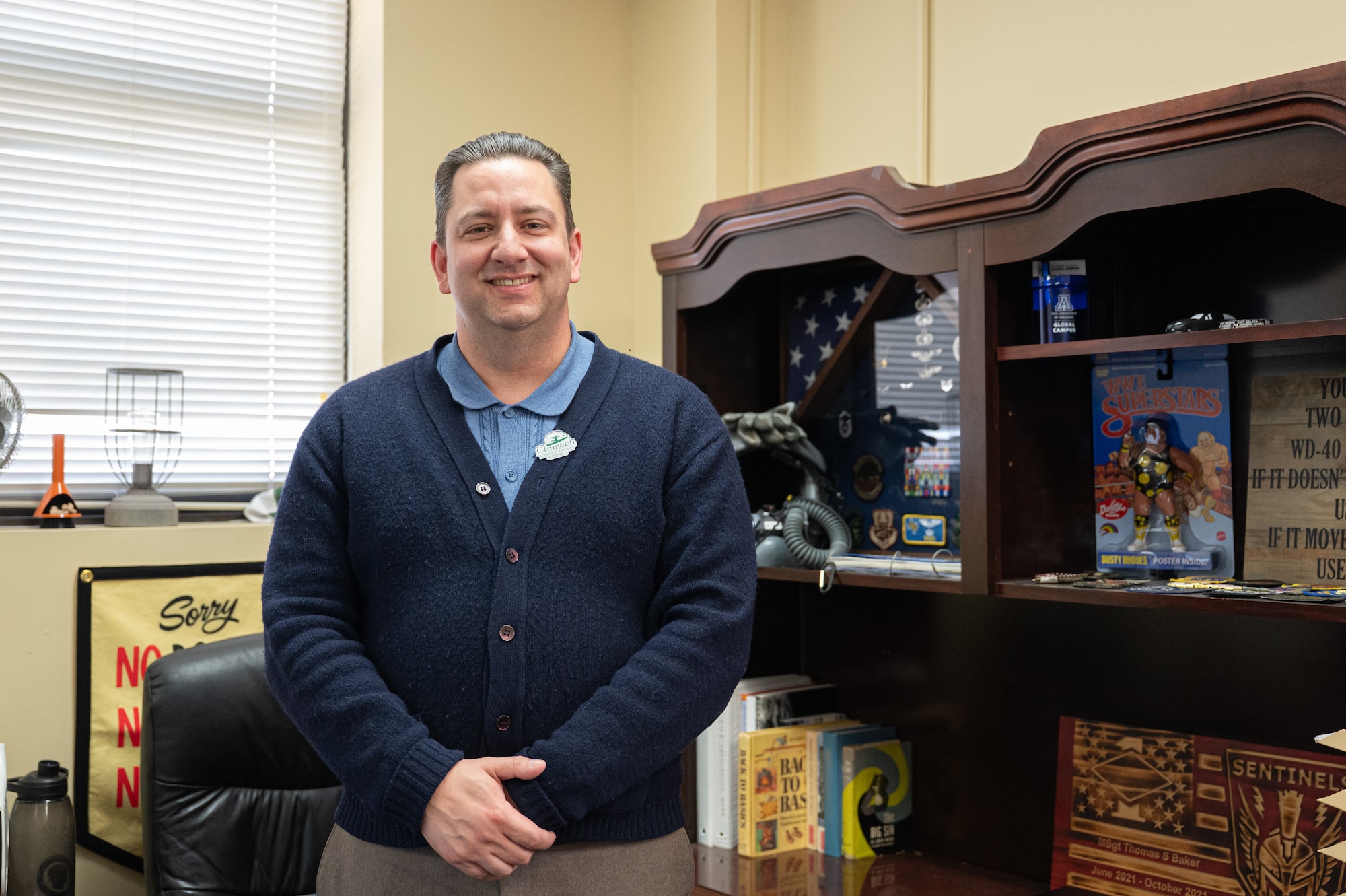 Thomas Baker, 42d Force Support Squadron education specialist poses for a photo at the Education Office at Maxwell Air Force Base, Alabama, April 29, 2026.