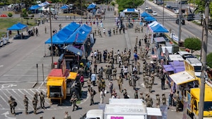 U.S. service members, Republic of Korea service members, and their families attend the K-Culture Day event at Osan Air Base, ROK, April 30, 2026. K-Culture Day encouraged service members and their families to engage with Korean culture while strengthening connections across the installation. (U.S. Air Force photo by Senior Airman Rome Bowermaster)