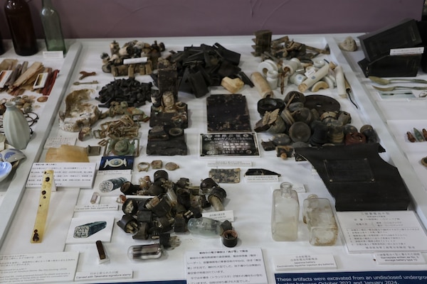 260409-N-TW242-1004 OKINAWA, Japan (April 9, 2026) - U.S. Naval Hospital Okinawa Wardroom
Observes the Start of the Battle of Okinawa on April 9th, 2026. Artifacts continue to be found all over the cave system at the Naval Observatory in Tomigusku, Okinawa. (U.S. Navy photo by Public Affairs Officer Trey Savitz)