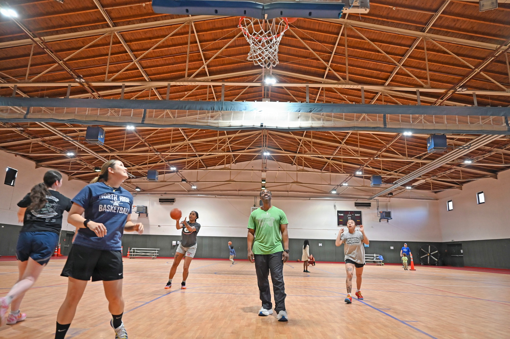 women practice for basketball game