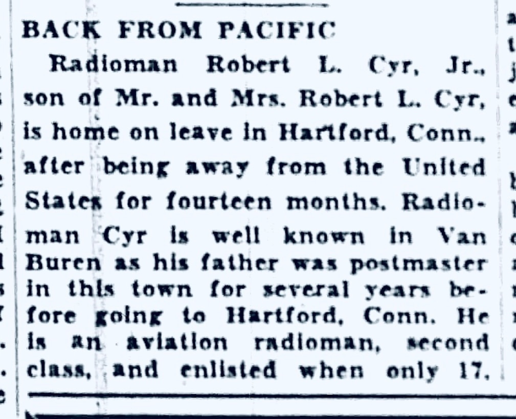 U.S. Navy Aviation Radioman 2nd Class Robert L. Cyr, Jr.