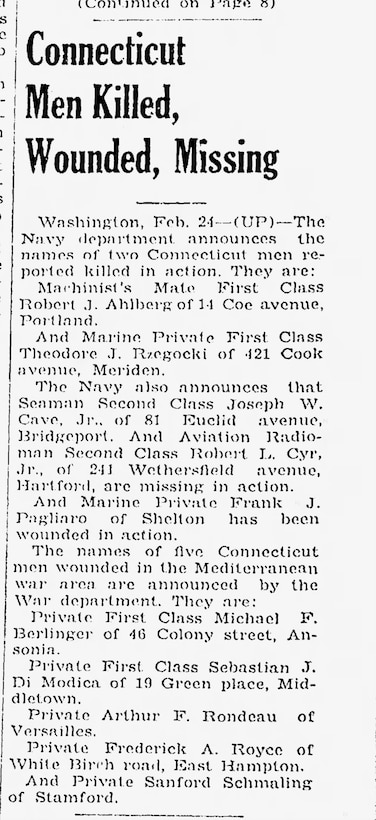 U.S. Navy Aviation Radioman 2nd Class Robert L. Cyr, Jr.