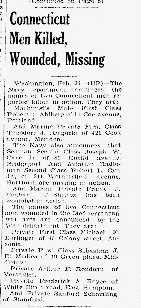 U.S. Navy Aviation Radioman 2nd Class Robert L. Cyr, Jr.