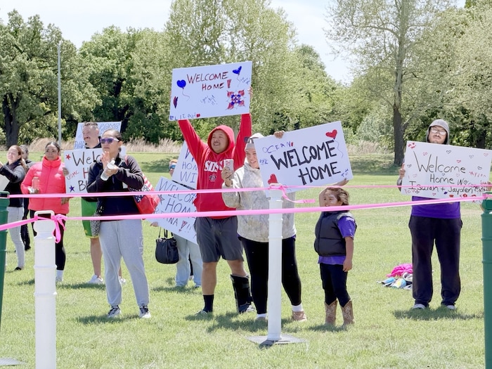 Participants during the Kids Understanding Deployment Operations event at Tinker Air Force Base, Oklahoma, April 18, 2026. The event aimed to help children of uniformed service members learn about deployments, build resilience and connect with peers.