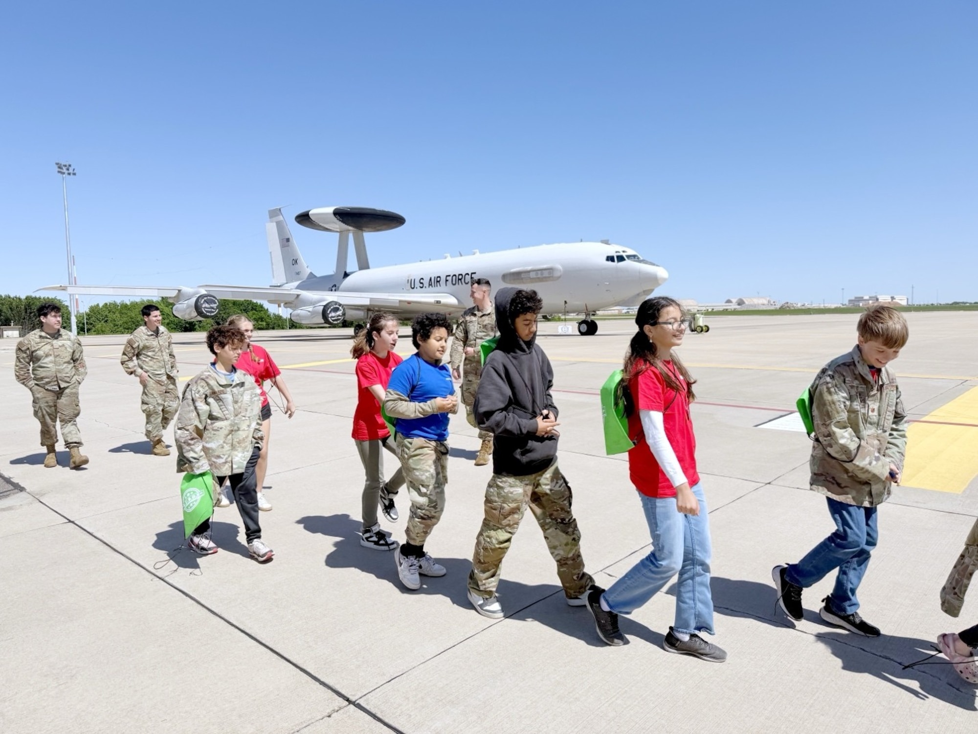 Participants during the Kids Understanding Deployment Operations event at Tinker Air Force Base, Oklahoma, April 18, 2026. The event aimed to help children of uniformed service members learn about deployments, build resilience and connect with peers.