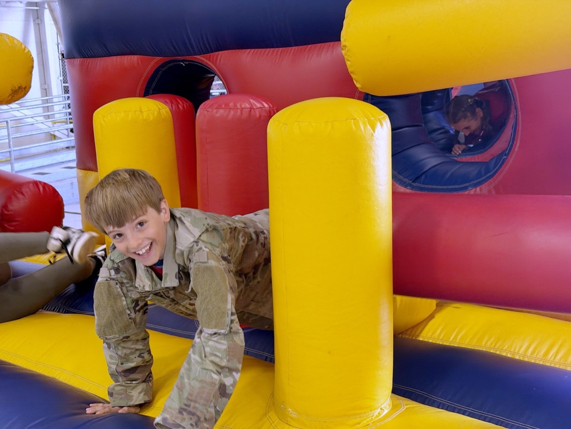 Participants during the Kids Understanding Deployment Operations event at Tinker Air Force Base, Oklahoma, April 18, 2026. The event aimed to help children of uniformed service members learn about deployments, build resilience and connect with peers.