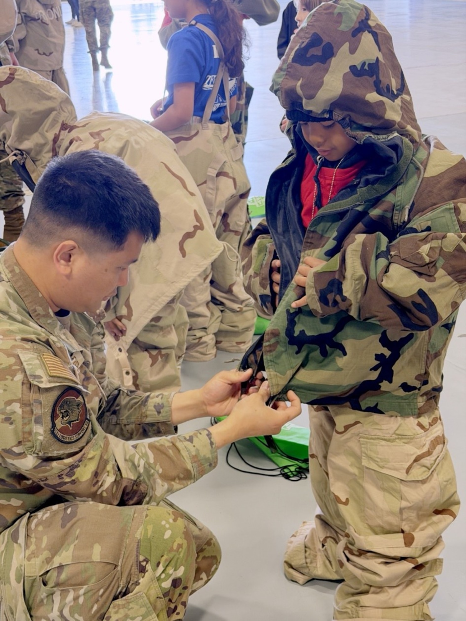 Participants during the Kids Understanding Deployment Operations event at Tinker Air Force Base, Oklahoma, April 18, 2026. The event aimed to help children of uniformed service members learn about deployments, build resilience and connect with peers.
