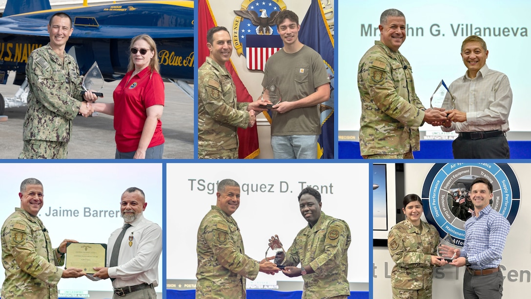 A collage of photos with people receiving their awards