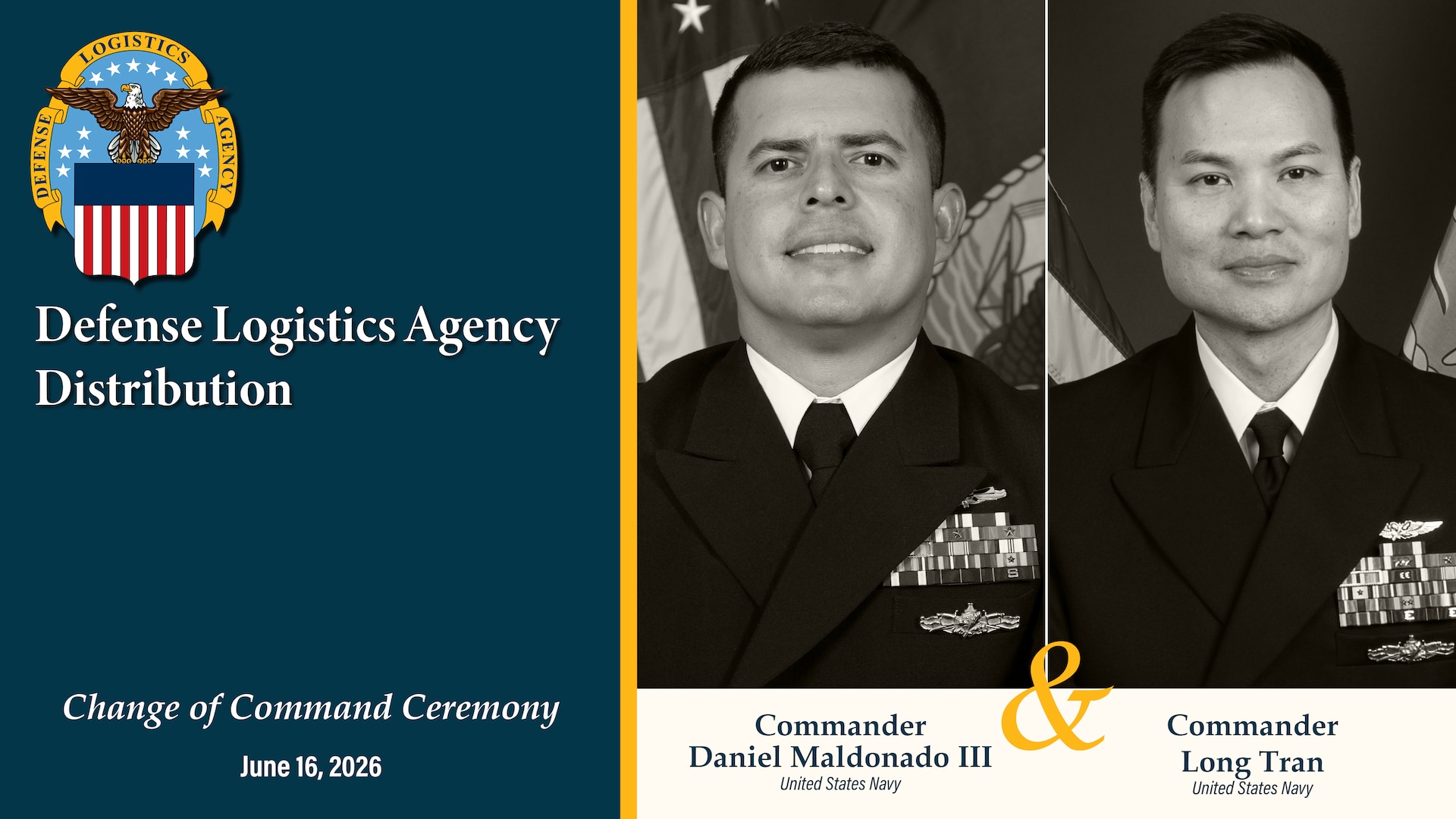 The official program for the Defense Logistics Agency Distribution Yokosuka, Japan, change of command ceremony whereby Navy Cmdr. Daniel Maldonado III will relinquish command to Navy Cmdr. Long Tran.