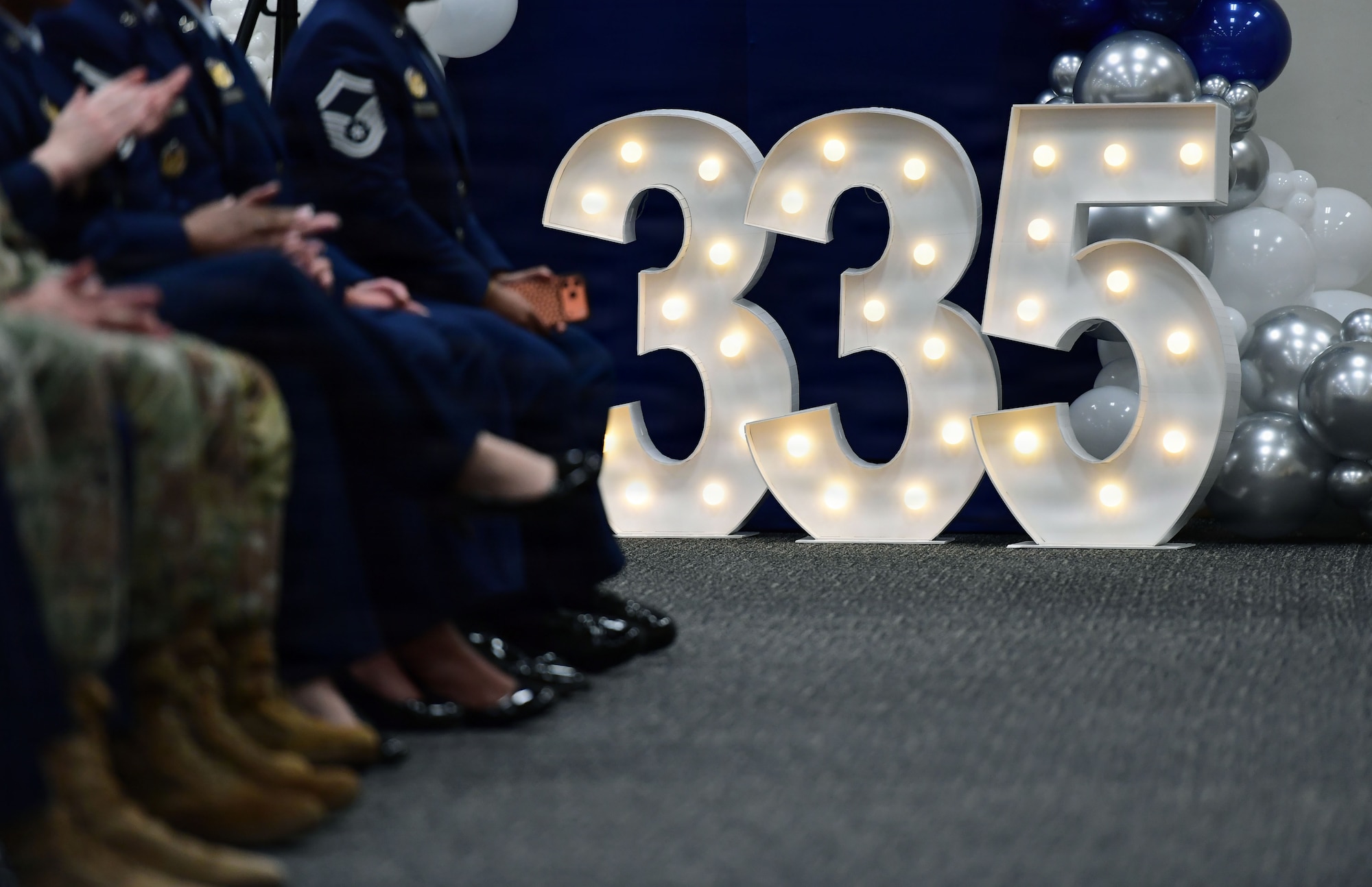 The numbers 335 are displayed with lights.