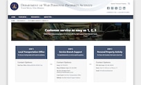 A screenshot of a webpage that reads, “Customer service as easy as 1, 2, 3,” along with information about military moves.