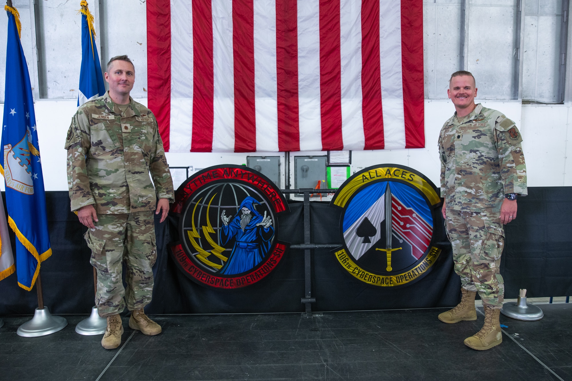 The Utah Air National Guard redesignated the 106th and 109th Air Control Squadrons as the 106th and 109th Cyberspace Operations Squadrons during a ceremony July 28, marking the formal transition of both units to a new mission in the cyber domain.
The redesignation represents a significant change in mission, personnel structure, training and equipment for the two squadrons. Once responsible for air battle management and tactical air control, the units will now organize, train and equip Airmen to support Air Force and joint cyberspace operations.