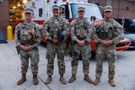 U.S. National Guardsmen with the West Virginia National Guard, assigned to Joint Task Force-District of Columbia, in support of the DC Safe and Beautiful mission, pose for a photo in Washington, July 30, 2026. About 5,000 National Guard members are supporting the mission, providing critical assistance to the Metropolitan Police Department to help ensure the safety of residents, commuters, and visitors throughout the District. (U.S. Army National Guard photo by Sgt. Adrianne Lopez)