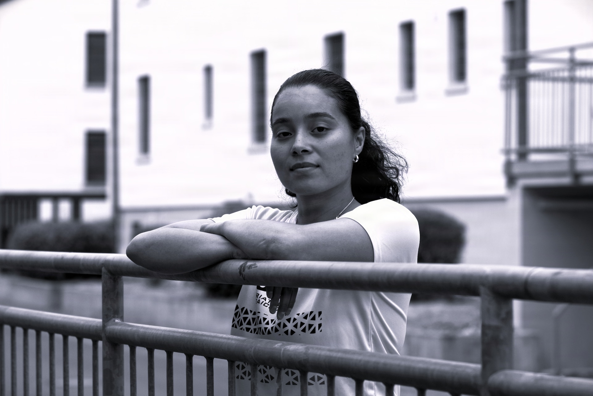 U.S. Army Staff Sgt. Melyssa Vazquez, a public affairs specialist with the 109th Mobile Public Affairs Detachment, U.S. Special Operations Command Europe, poses for a photo at Smith Barracks in Baumholder, Germany, July 31, 2026. Vazquez is deployed with the 109th MPAD in support of U.S. Special Operations Command Europe. (U.S. Army National Guard photo by Maj. Travis Mueller)