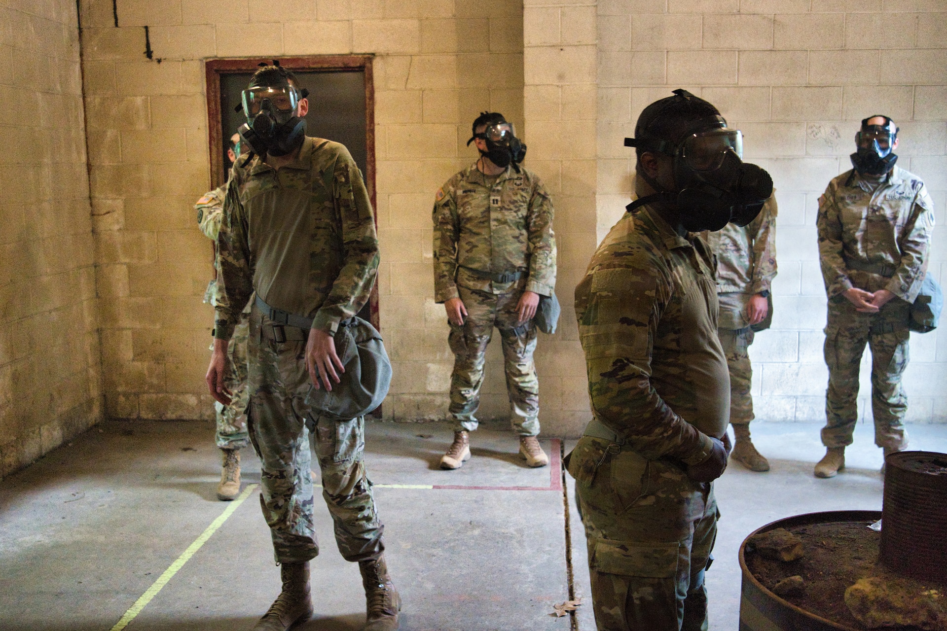 U.S. Army Soldiers with Bravo Battery, 1-623rd Field Artillery, conduct chemical, biological, radiological, and nuclear (CBRN) confidence training at Fort Knox, Kentucky, May 16, 2026.